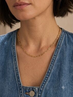 DAINTY Gold  Paper Clip Necklace 18k Gold Plated Chain Layering Necklace